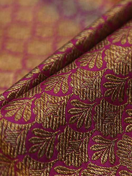 Signoraa Magenta Silk Gold Antique Weaving Fabric – PMT012531