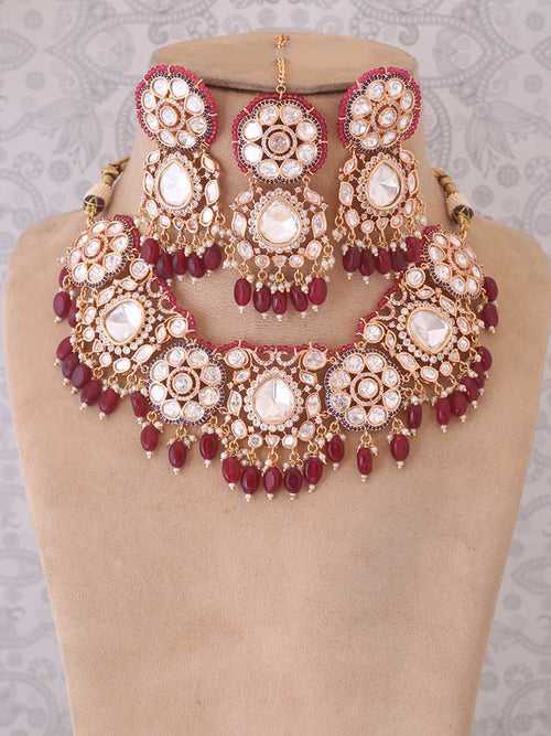 Maroon Dhurvita Jewellery Set