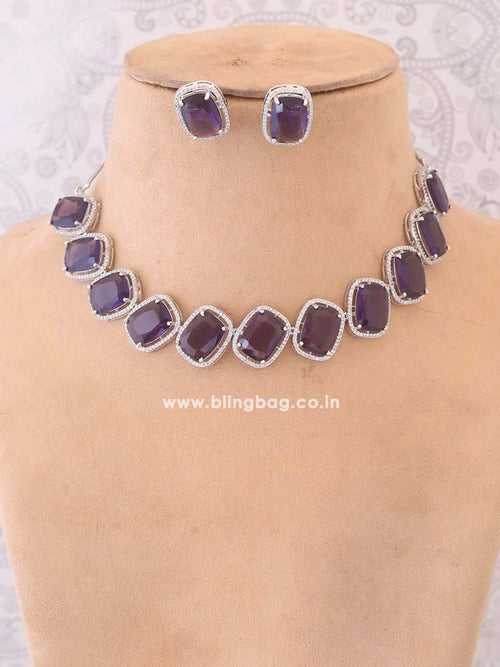Purple Cauvery Zirconia Jewellery Set