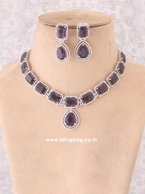 Purple Gabriella Zirconia Jewellery Set