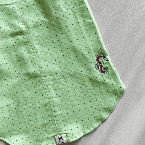 PoochMate OAK 3.0 :  Pista Linen Dog Shirt with Seahorse Size 18