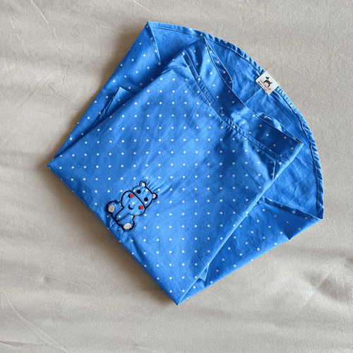 PoochMate OAK 3.0 :  Hippo on Blue Polka Dog Shirt Size 18