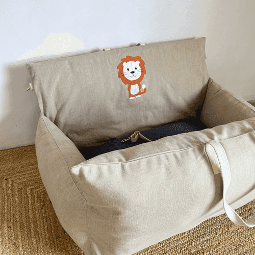 PoochMate OAK 3.0 Baby Lion Travel Dog Bed Beige & Blue Medium