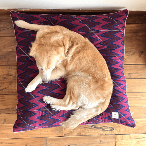 PoochMate X The Ikat Story: Rainbow Plum Dog Pillow Bed