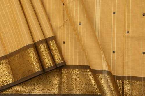 Beige And Brown Kanchi Cotton Saree With Butta For Office Wear PV NYC KC 1075