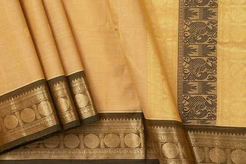 Beige And Brown Kanchi Cotton Saree With Silk Thread Border For Office Wear PV NYC KC 1056