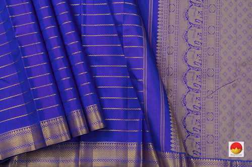 Blue Kanchipuram Silk Saree With Small Border Handwoven Pure Silk For Wedding Wear PV NYC 1022