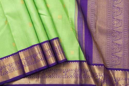 Green And Blue Kanchipuram Silk Saree With Medium Border Handwoven Pure Silk For Wedding Wear PV NYC 1067