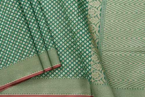 Green Banarasi Silk Cotton Saree With Antique Zari For Party Wear PSC NYC 1103
