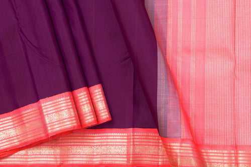 Magenta And Pink Kanchipuram Silk Saree With Small Border Handwoven Pure Silk For Wedding Wear PV NYC 1084