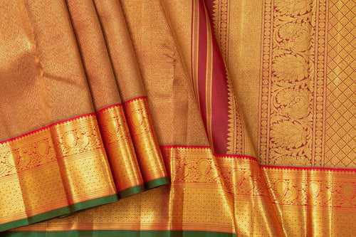 Maroon And Red Kanchipuram Silk Saree With Medium Border Handwoven Pure Silk For Wedding Wear PV NYC 1089