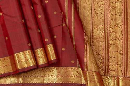 Maroon Kanchipuram Silk Saree With Small Border Handwoven Pure Silk For Wedding Wear PV NYC 1088