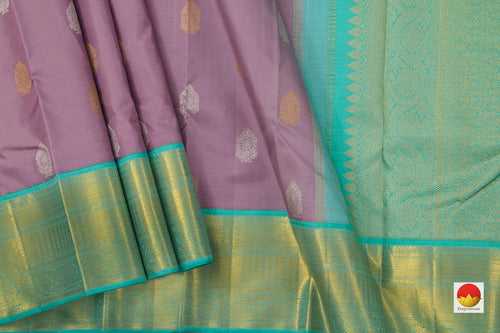 Mauve And Sea Green Kanchipuram Silk Saree With Medium Border Handwoven Pure Silk For Wedding Wear PV NYC 1045