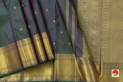 Mayilkazhuthu Green Kanchipuram Silk Saree With Medium Border Handwoven Pure Silk For Wedding Wear PV NYC 1094