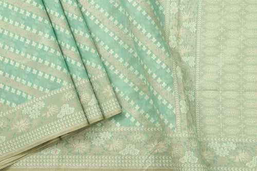 Pastel Green Banarasi Silk Cotton Saree With Antique Zari For Party Wear PSC NYC 1105