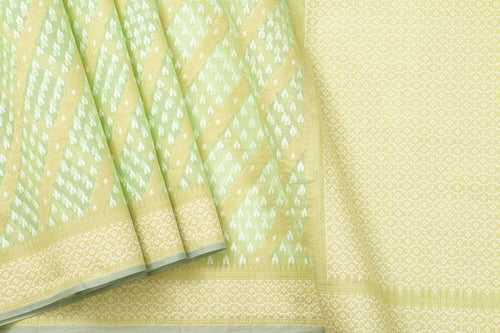 Pastel Green Light Weight Banarasi Silk Cotton Saree For Party Wear PSC NYC 1106