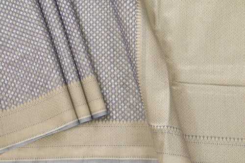 Pastel Grey Banarasi Silk Cotton Saree For Party Wear PSC NYC 1102