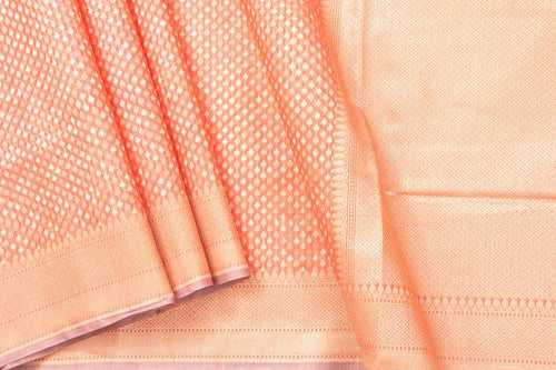 Pastel Peach Light Weight Banarasi Silk Cotton Saree For Party Wear PSC NYC 1113