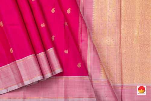 Pink And Mauve Kanchipuram Silk Saree With Medium Border Handwoven Pure Silk For Festive Wear PV NYC 1020