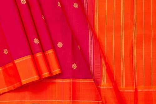 Pink And Orange Kanchipuram Silk Saree With Small Border Handwoven Pure Silk For Wedding Wear PV NYC 1016