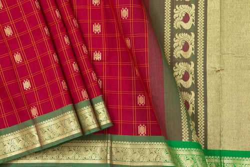 Red And Green Kanchi Cotton Saree For Office Wear PV NYC KC 1083