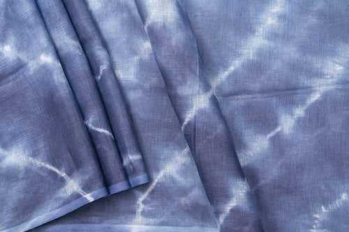 Shibori Blue Pure Linen Saree Handwoven PL 2059