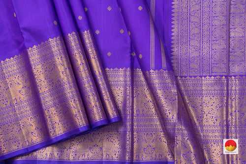 Violet Kanchipuram Silk Saree With Medium Border Handwoven Pure Silk For Wedding Wear PV NYC 1007