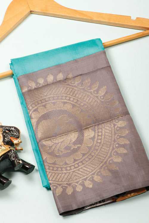 Teal Blue Pure Kanchipuram Silk Dupatta