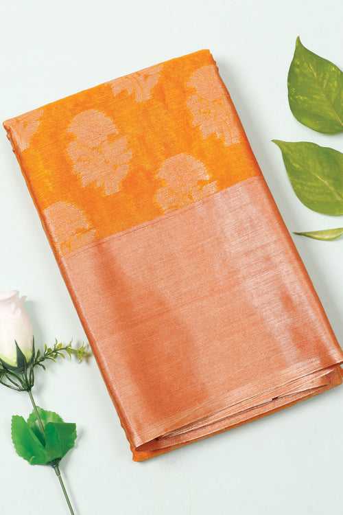 Orange Semi Cotton Saree