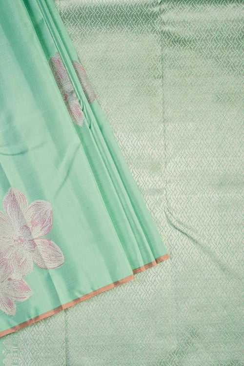 Turquoise Blue Kanchipuram Silk Saree