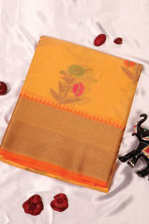 Mustard Semi Silk Cotton Saree