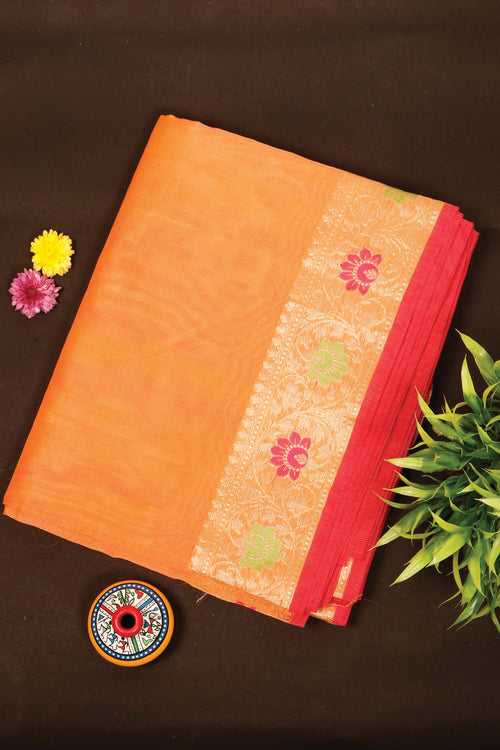 Orange Semi Silk Cotton Saree