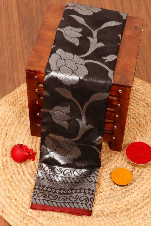 Black Semi Silk Cotton Saree