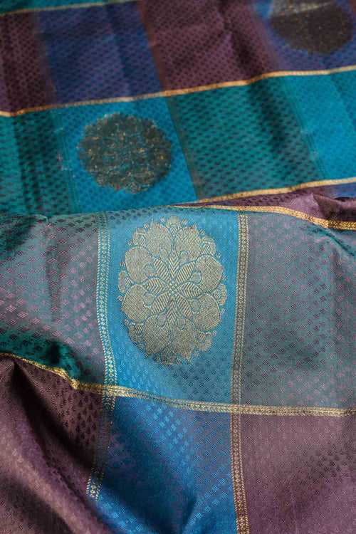 Blue Kanchipuram Silk Saree with Threads