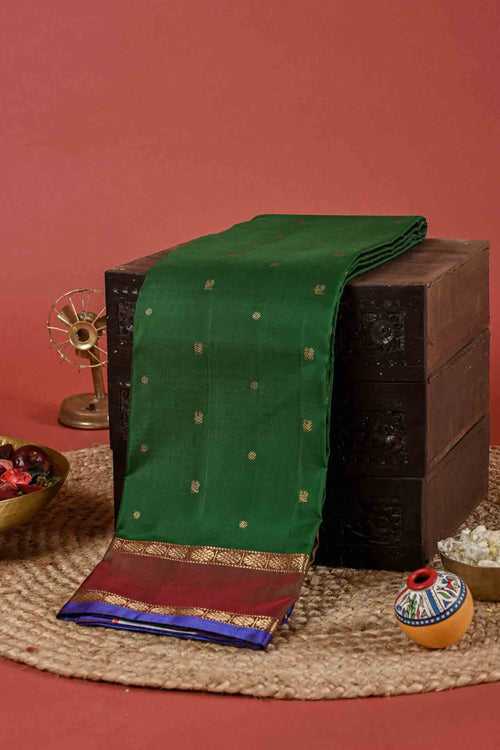 Bottle Green Kanchipuram Silk Saree