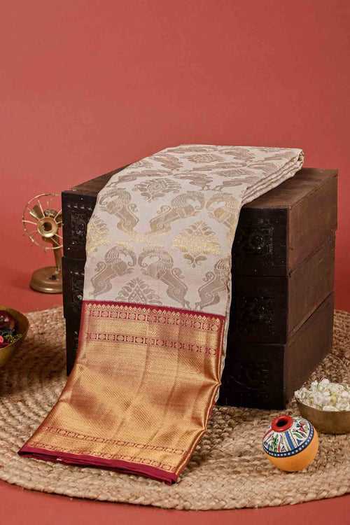 Bridal Off-White Kanchipuram Silk Saree