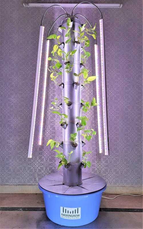 Indoor Aerotower-32 : Vertical Aeroponic grow kit for 32 plants with Grow light.