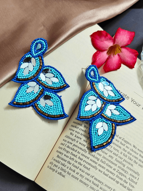 The Beady Crumb Earrings in Shades of Blue