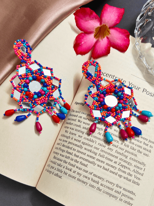 The Beady Fauxy Diamonds Earrings in Multicolor