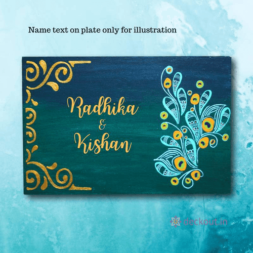 Rectangular Peacock Theme Name Plate