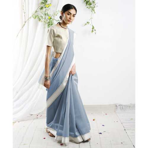 Sreeya Silk Cotton Ecoloom Saree In Flint Grey