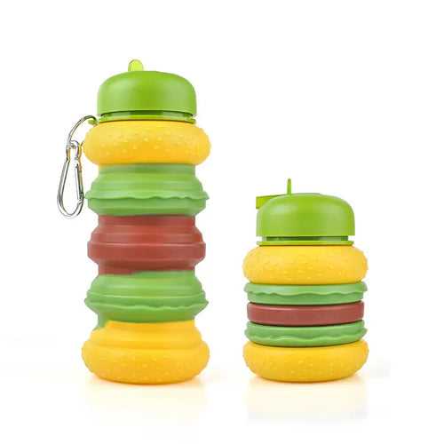 Burger Expandable 600ml Silicone Bottle for Kids