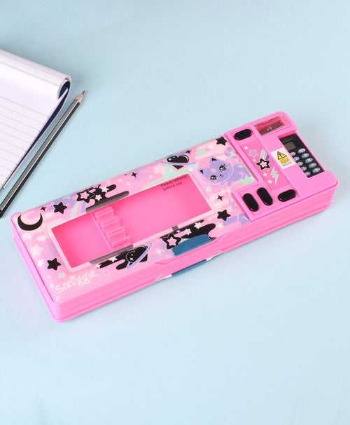 Smiggle Pencil Box Cat Print - Pink