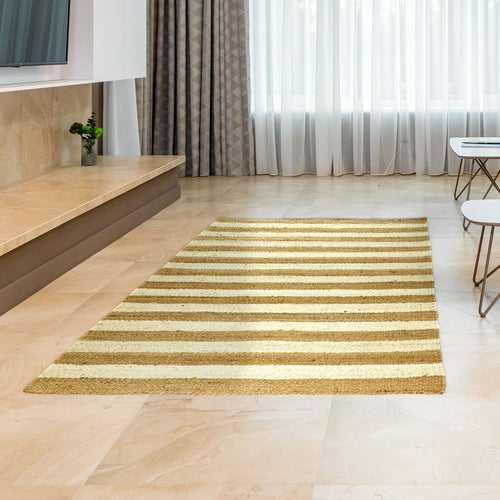 OnlyMat Artisan Luxe Rug - Stripes - Organic and Handwoven - Jute Carpet