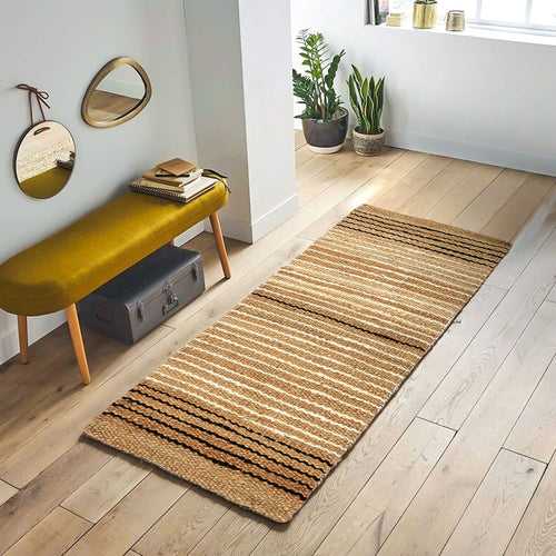 OnlyMat Monochrome Lines - Luxe Rug - handmade Jute Carpet - Organic and Sustainable