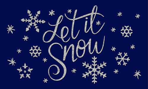 OnlyMat Blue Colour Natural Coir printed  Christmas Theme ‘Let it Snow' Floor Mat
