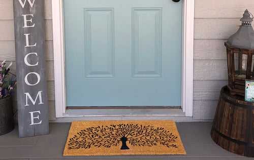 OnlyMat Tree Printed Natural Coir Doormat - 45cm x 75cm