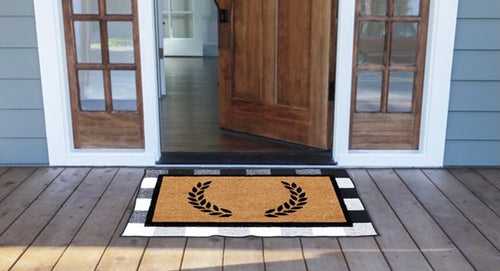 OnlyMat COMBO : Floral Personalized Doormat (Design 2) with Cotton Underlay Rug