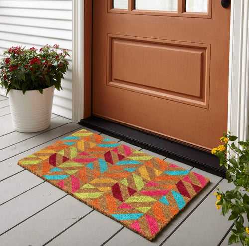 OnlyMat Colourful Pattern -  Printed Natural Coir Doormat - Entrance Mat