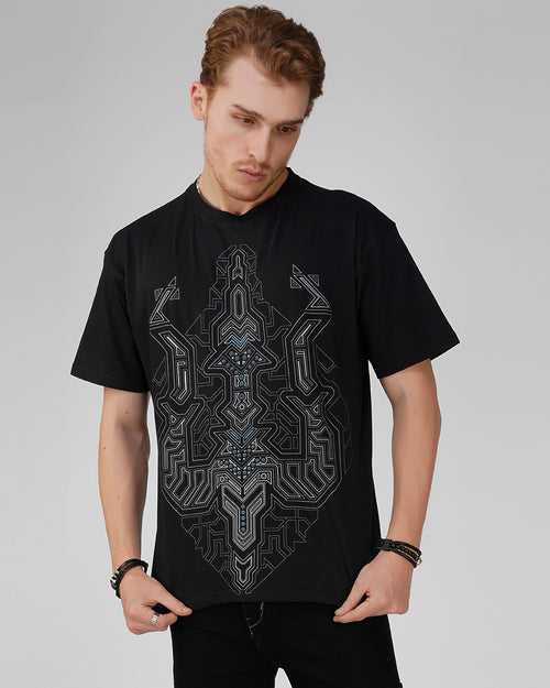 Geometric Trishul | UV Light Reactive & Glow In Dark | Oversized T-Shirt